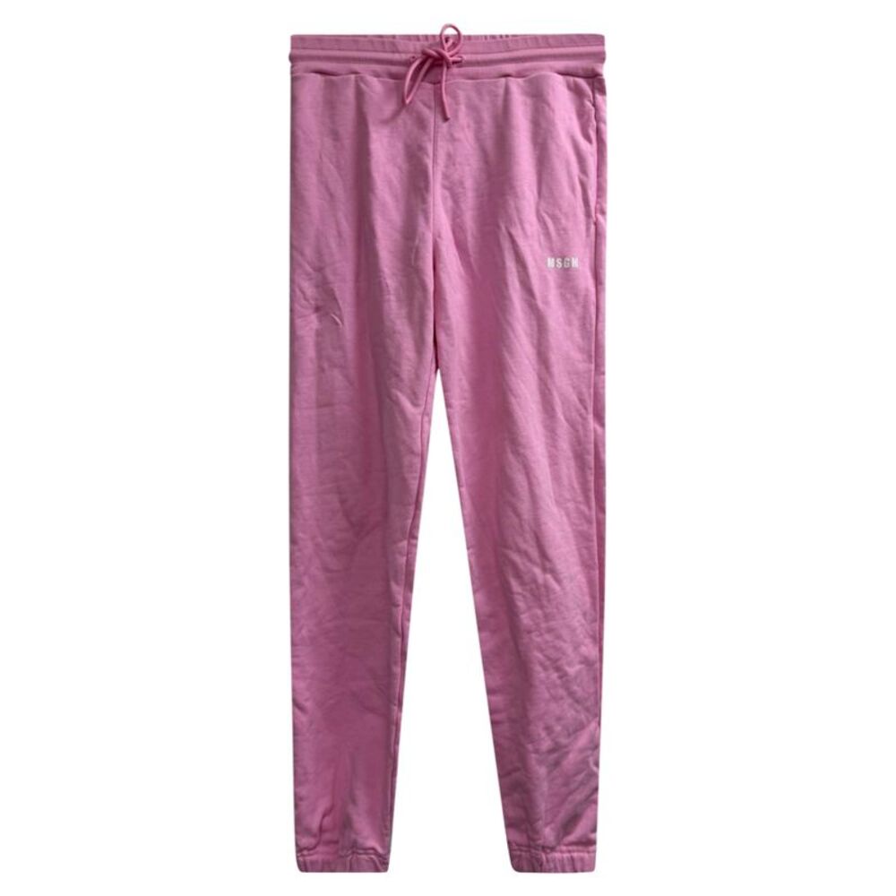 MSGM Logo-Print Track Pants in Pink Cotton
